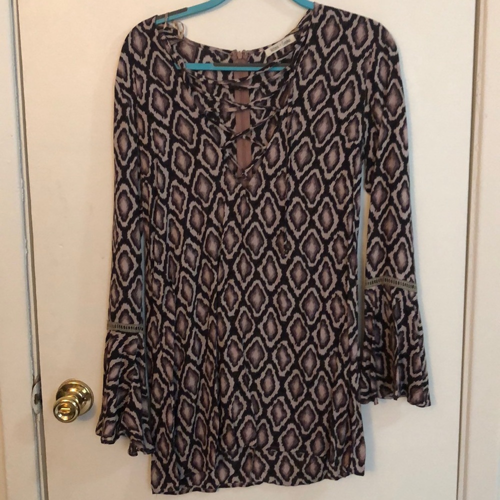Lace up snake print dress